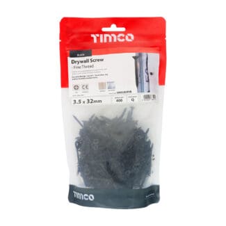 TIMCO Drywall Fine Thread Bugle Head Black Screws - 3.5 x 32