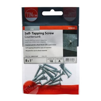 TIMCO Self-Tapping Countersunk Silver Screws - 8 x 1
