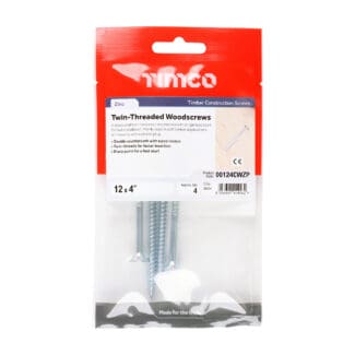 Timco Twin-Threaded Woodscrews PZ Double Countersunk Zinc  - 12 x 4