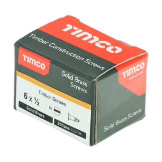 TIMCO Solid Brass Countersunk Woodscrews - 6 x 1/2