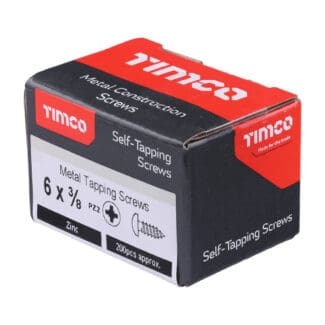 Timco Self-Tapping Screws PZ Pan Zinc  - 6 x 3/8