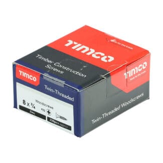 TIMCO Twin-Threaded Countersunk Silver Woodscrews - 8 x 3/4