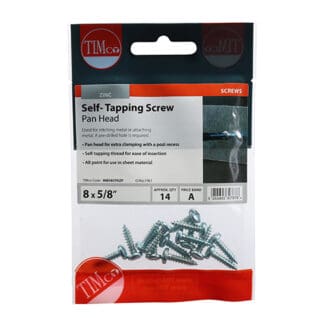 TIMCO Self-Tapping Pan Head Silver Screws - 8 x 5/8