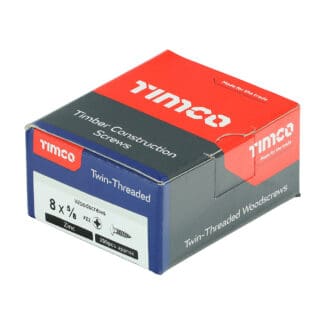TIMCO Twin-Threaded Round Head Silver Woodscrews - 8 x 5/8