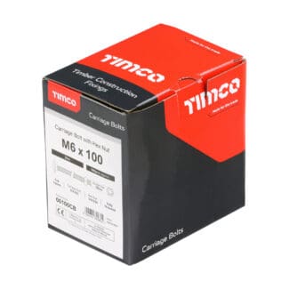 TIMCO Carriage Bolts DIN603 & Hex Full Nuts DIN934 Silver - M6 x 100