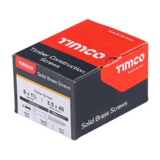 TIMCO Solid Brass Round Head Woodscrews - 6 x 1 1/2
