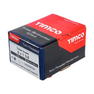 TIMCO Twin-Threaded Countersunk Silver Woodscrews - 6 x 1 1/4