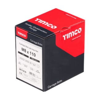 TIMCO Carriage Bolts DIN603 & Hex Full Nuts DIN934 Silver - M8 x 110