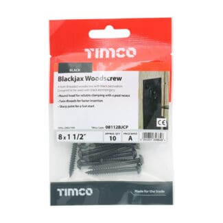 TIMCO Twin-Threaded Round Head Black Woodscrews - 8 x 11/2