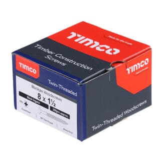 TIMCO Twin-Threaded Round Head Black Woodscrews - 8 x 1 1/2