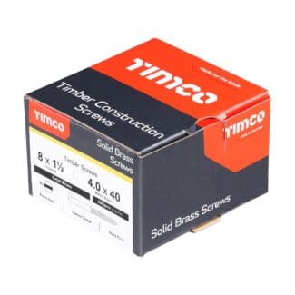 TIMCO Solid Brass Round Head Woodscrews - 8 x 1 1/2