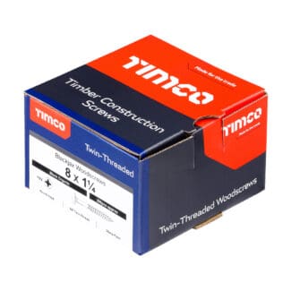 TIMCO Twin-Threaded Round Head Black Woodscrews - 8 x 1 1/4