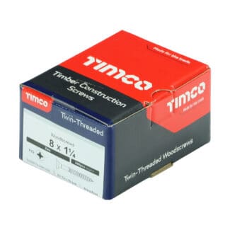 TIMCO Twin-Threaded Countersunk Silver Woodscrews - 8 x 1 1/4