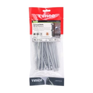 TIMCO Carriage Bolts DIN603, Hex Full Nuts DIN934 & Form A DIN125-A Washer Exterior Silver - M8 x 130