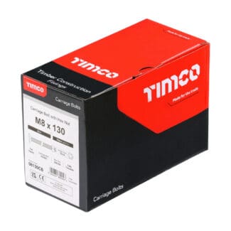 TIMCO Carriage Bolts DIN603 & Hex Full Nuts DIN934 Silver - M8 x 130