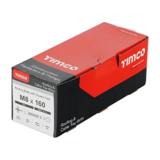 TIMCO Roofing Bolts & Square Nuts Silver - M8 x 160