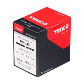 TIMCO Carriage Bolts DIN603 & Hex Full Nuts DIN934 Silver - M8 x 40