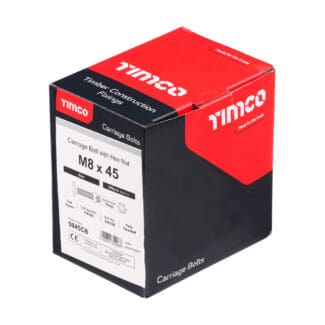 TIMCO Carriage Bolts DIN603 & Hex Full Nuts DIN934 Silver - M8 x 45