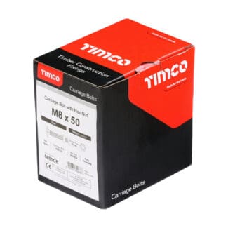 TIMCO Carriage Bolts DIN603 & Hex Full Nuts DIN934 Silver - M8 x 50