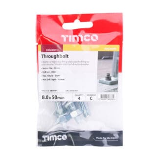 TIMCO Throughbolts Silver - M8 x 50