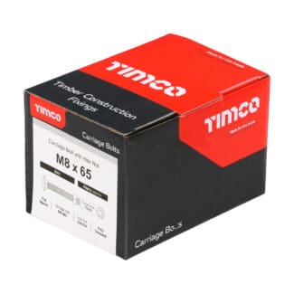 TIMCO Carriage Bolts DIN603 & Hex Full Nuts DIN934 Silver - M8 x 65