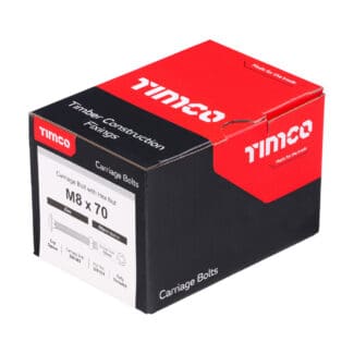 TIMCO Carriage Bolts DIN603 & Hex Full Nuts DIN934 Silver - M8 x 70