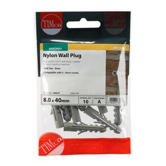 TIMCO Nylon Plugs - 8.0 x 40