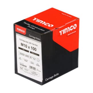 TIMCO Carriage Bolts DIN603 & Hex Full Nuts DIN934 Silver - M10 x 100