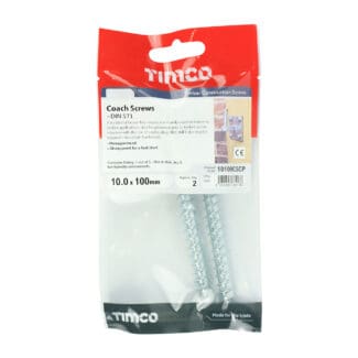 TIMCO Coach Screws Hex Head Silver  - 10.0 x 100