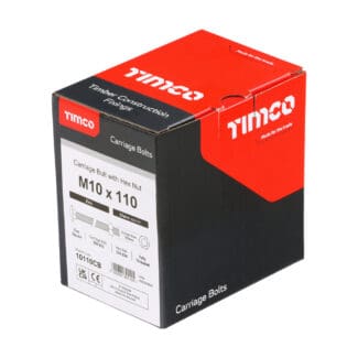 TIMCO Carriage Bolts DIN603 & Hex Full Nuts DIN934 Silver - M10 x 110