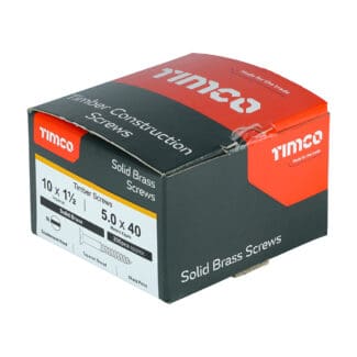 TIMCO Solid Brass Slotted Countersunk Woodscrews - 10 x 1 1/2