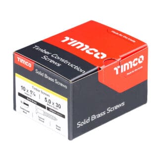 TIMCO Solid Brass Countersunk Woodscrews - 10 x 1 1/4