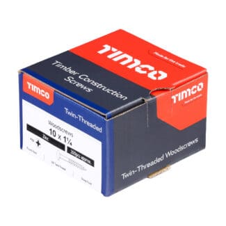 TIMCO Twin-Threaded Round Head Silver Woodscrews - 10 x 11/4