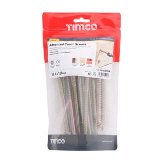 Timco Advanced Coach Screws Hex Flange Yellow  - 10.0 x 160
