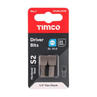 TIMCO Slotted Driver Bit S2 Grey - 10.0 x 1.6 x 25