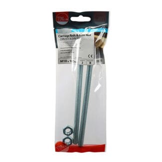 TIMCO Carriage Bolts DIN603 & Hex Full Nut DIN934 Silver - M10 x 180