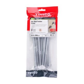 TIMCO Heavy Duty Timber Screws Hex Flange Head Exterior Silver - 10 x 200
