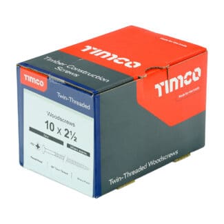 TIMCO Twin-Threaded Round Head Silver Woodscrews - 10 x 21/2