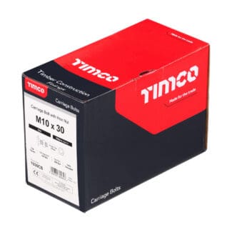 TIMCO Carriage Bolts DIN603 & Hex Full Nuts DIN934 Silver - M10 x 30