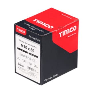 TIMCO Carriage Bolts DIN603 & Hex Full Nuts DIN934 Silver - M10 x 50