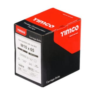 TIMCO Carriage Bolts DIN603 & Hex Full Nuts DIN934 Silver - M10 x 65