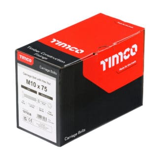 TIMCO Carriage Bolts DIN603 & Hex Full Nuts DIN934 Silver - M10 x 75