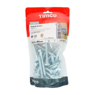 TIMCO Coach Screws Hex Head Silver  - 10.0 x 80