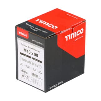 TIMCO Carriage Bolts DIN603 & Hex Full Nuts DIN934 Silver - M10 x 90