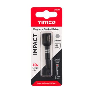 TIMCO X6 Impact Magnetic Socket Driver - 10mm x 65mm