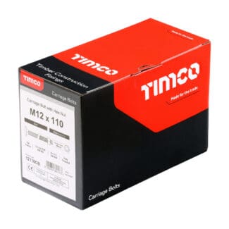 TIMCO Carriage Bolts DIN603 & Hex Full Nuts DIN934 Silver - M12 x 110