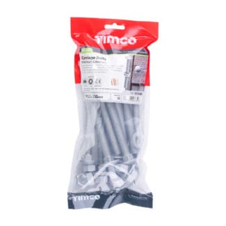 TIMCO Carriage Bolts DIN603, Hex Full Nuts DIN934 & Form A DIN125-A Washer Exterior Silver - M12 x 130
