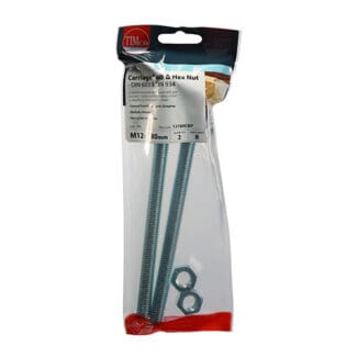 TIMCO Carriage Bolts DIN603 & Hex Full Nut DIN934 Silver - M12 x 180