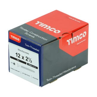 TIMCO Twin-Threaded Countersunk Silver Woodscrews - 12 x 2 1/2