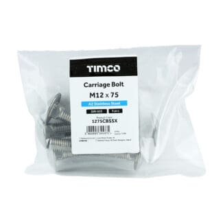 TIMCO Carriage Bolts DIN603 A2 Stainless Steel - M12 x 75